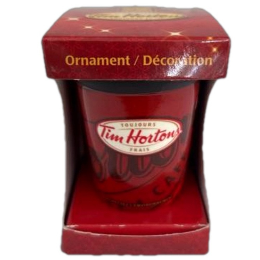 Tim Hortons 2010 Ceramic Coffee Cup Christmas Ornament NIB